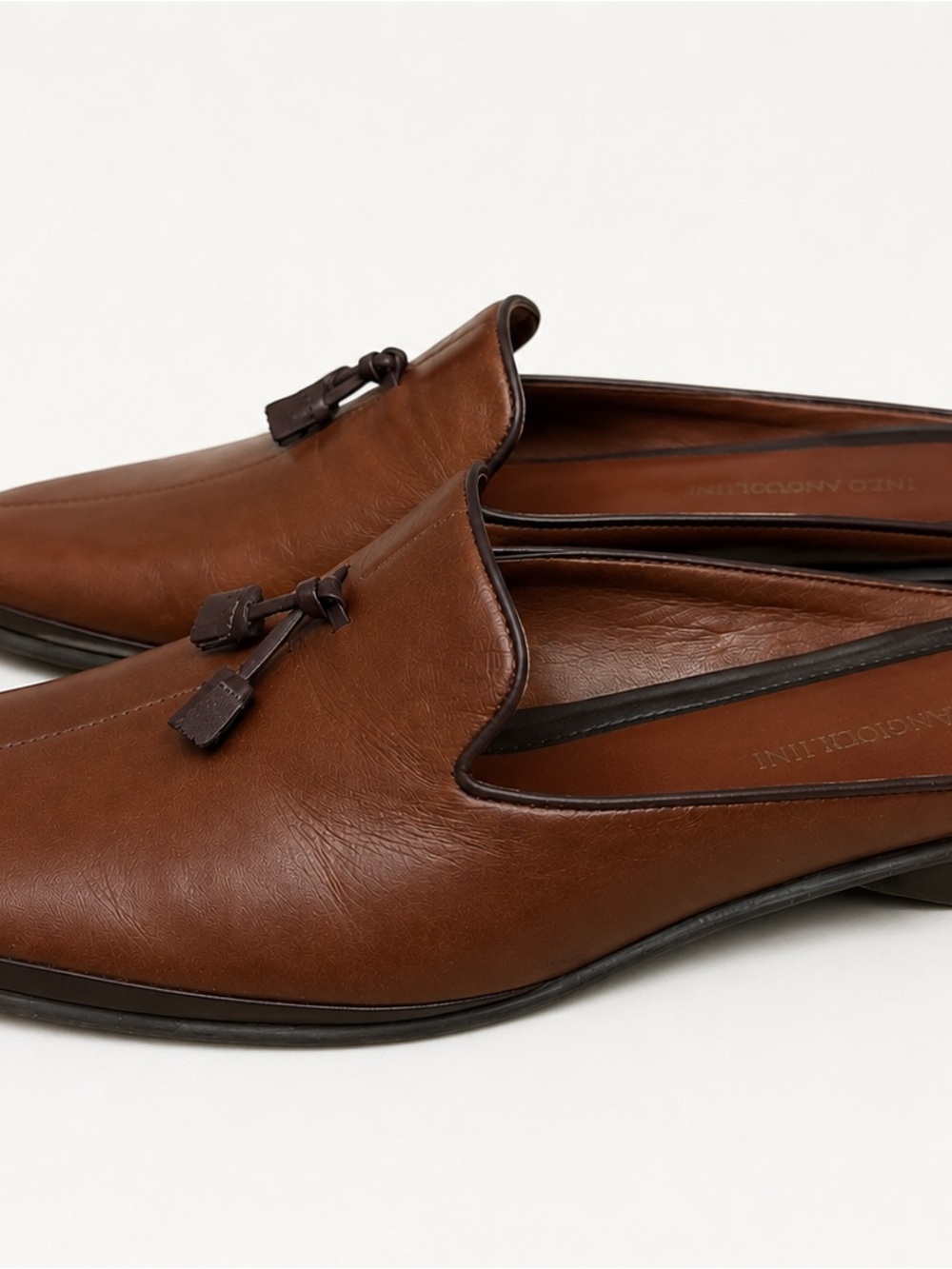 Enzo Angiolini Brown Leather Tassel Slip-Ons